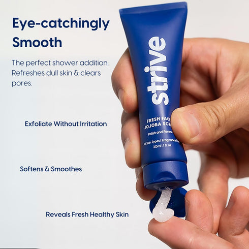 Strive Fresh Face Jojoba Scrub, Mens Face Scrub with Aloe Vera, Centella Asiatica, and Niacinamide - 30 ML