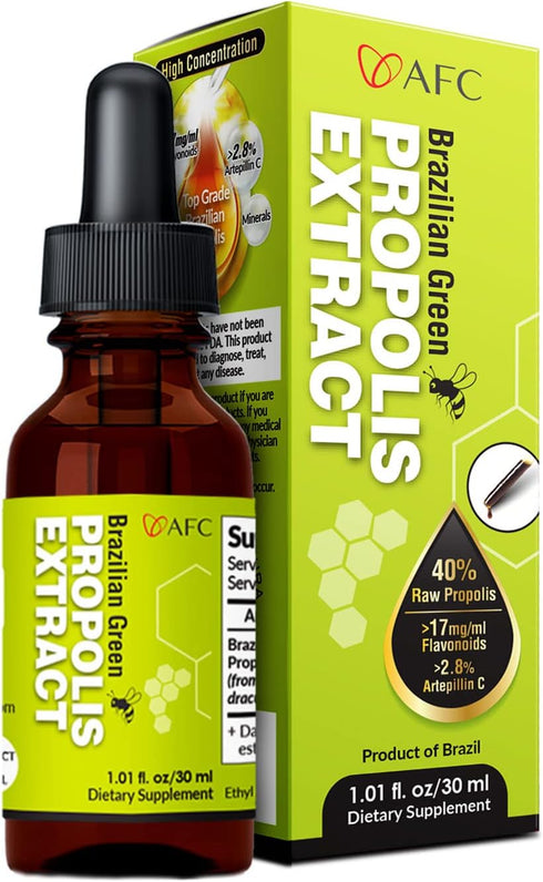 AFC Japan Brazilian Green Propolis Extract, Highest Artepilin C & Flavonoids, Premium Quality Immune Booster