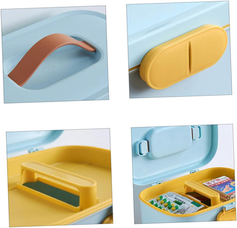 Multi-Functional First Aid Box with Emergency Handle Home Medicine Storage Organizer Compact Medicine Container