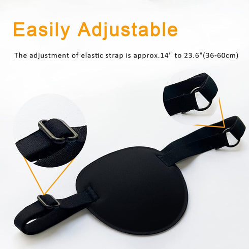 Pirate Eye Patches 2 Pack, Adjustable Amblyopia Lazy Eye Patches for Adults and Children, Black