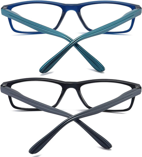 Reading Glasses, Blue Light Blocking for Men Women, Rectangular Frame Computer Readers with Spring Hinge