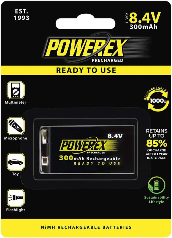 Powerex Precharged 8.4V Rechargeable Low Self Discharge NiMH Battery, MHR84VP