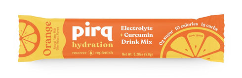Pirq Hydration Powder Packets - Orange - 10 Sticks | Electrolyte Drink Mix with Curcumin, B Vitamins, Zero Sugar, Keto