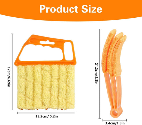 2pcs Window Venetian Blind Cleaner Duster Tool, Include 1pcs 7 Finger Blind Duster Brush & 1pcs Shutter Cleaner Brushes,with 8 Removable and Washable Microfiber Sleeves Blinds Cleaning Brush Tool for