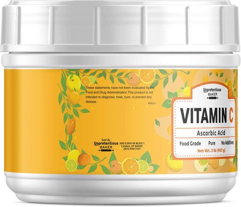 Unpretentious Vitamin C Powder Baker (2 lb) Ascorbic Acid, Resealable Tub