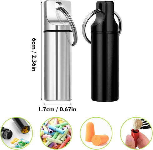 3Pcs Portable Keychain Pill Holder,Waterproof Pill Organizer,Aluminium Mini Pill Box Travel,Small Pill Holder with Keychain for Emergency & Nitroglycerin