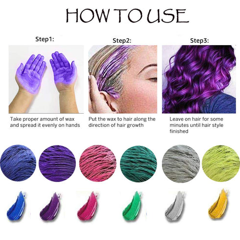 Purple Hair Color WAX 4.23 oz - Instant Temporary Hair Dye Wax for Men and Women, Party, Daily Use, Cosplay