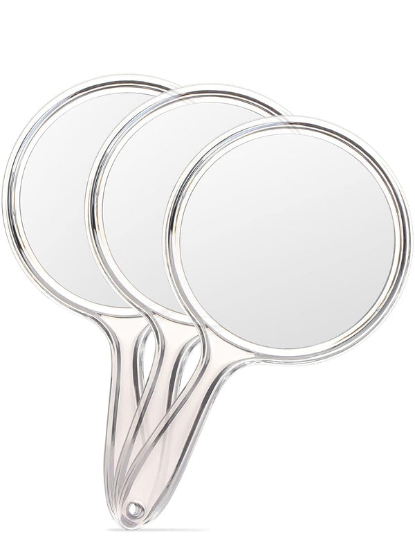 OMIRO Hand Mirror, Double-Sided Handheld Mirror 1X/3X Magnifying with Handle, Set of 3 (Clear)