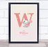 The Card Zoo Pink Baby Girl Elephant Initial W Baby Birth Details Nursery Christening Print