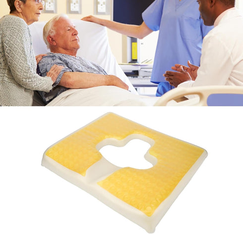 Luqeeg T Shaped Bedsore Pad for Elderly, Triangular Slope Design, Gel Memory Foam Cushion with Mesh Cloth, Non Slip