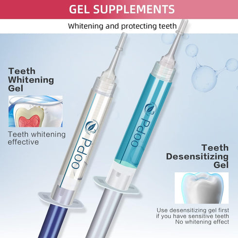 Pdoo Teeth Whitening Kit with LED Light for Sensitive Teeth, Fast Results for Brightening at Home, Teeth Whitening Gel