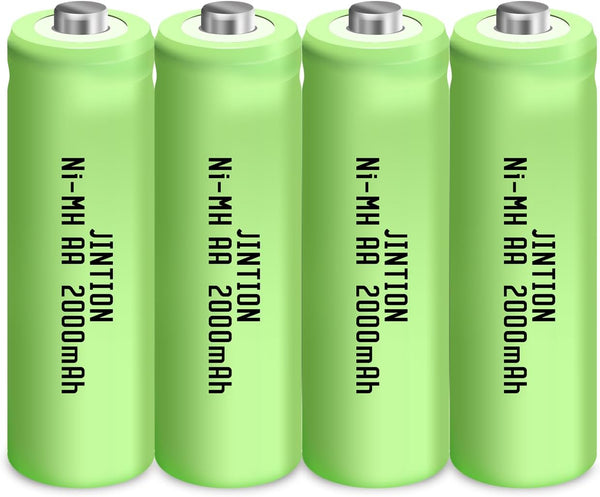 JINTION Rechargeable AA Batteries, 2000mAh High Capacity 1.2V NiMH Low Self Discharge, Pack of 4