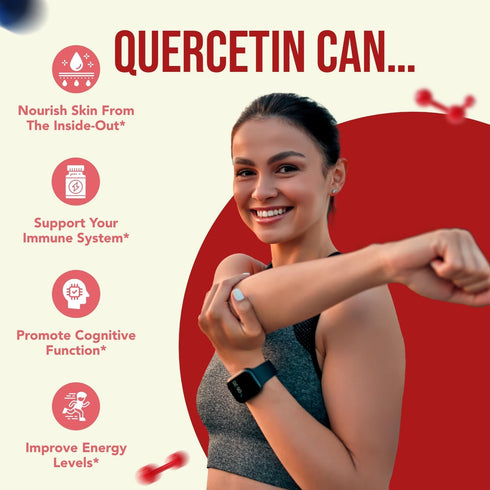 High Strength Quercetin 500mg Capsules, Powerful Antioxidant Supplement for Heart, Skin, Brain & Immune Support (200