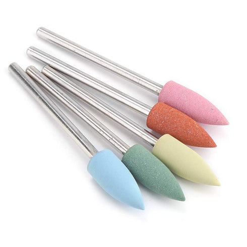 Nail Drill Bits Set, 5pcs Rubber Nail Drill Bits - Manicure Pedicure Tool for Processing and Polishing Nails