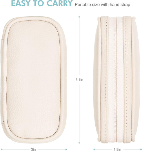 Teircno Tampon Holder for Purse, Portable Period Bag with Handle, Travel Pads Tampons Pouch, PU Leather Small Tampon