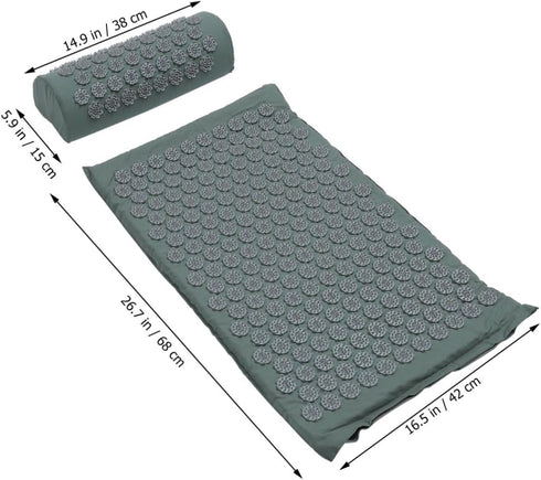 Set Acupoint Massage Pillow and Non-Slip Yoga Mat with Carry Bag, Portable Acupuncture Therapy Pillow for Home Massage