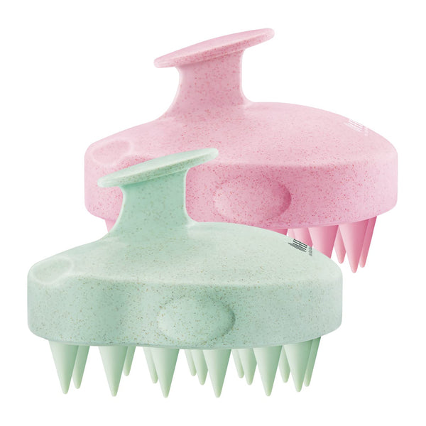 HEETA Scalp Massager 2 Pack Pink & Green Soft Silicone Bristles for Hair Growth and Dandruff Relief
