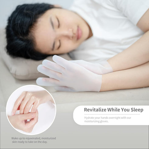 Moisturizing Gloves Overnight, Touchscreen Compatible Reusable Hand Masks for Dry Hands, White Silicone Gloves