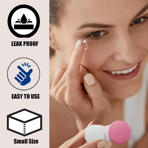 Smanzu 4 Pack Contact lens case Bulk Contact Lens Soak Storage Box Holder Container(Pink)