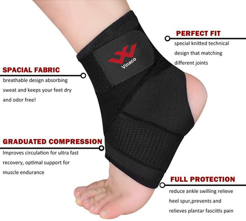 Vinaco Ankle Brace - 2 Pack Breathable Ankle Support for Sprained Ankle, Adjustable Wrap for Men & Women