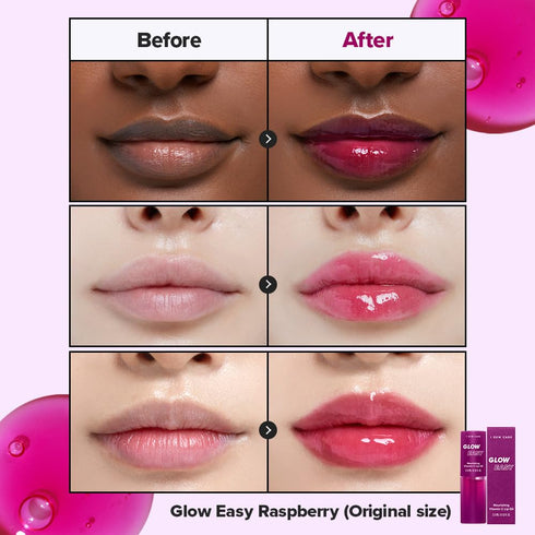 I DEW CARE Lip Gloss - Glow Easy Raspberry, Jojoba Seed Oil, Vitamin C, Hydrating, Korean Makeup, 0.12 FL Oz