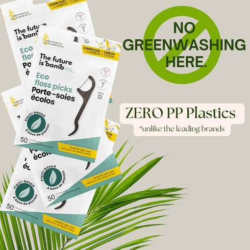 Floss Picks 6 Pack, 300 Pieces, Reusable Plant-Based Bamboo Tooth Picks for Adults and Kids, Dental Hygiene