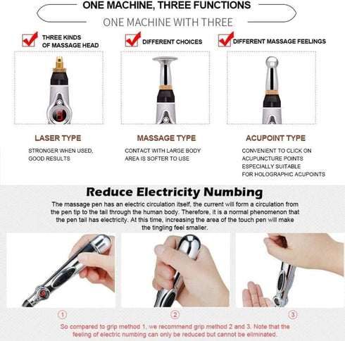 Zeerkeer 3-in-1 Electronic Acupuncture Pen for Pain Relief, Powerful Meridian Energy Massage Pen