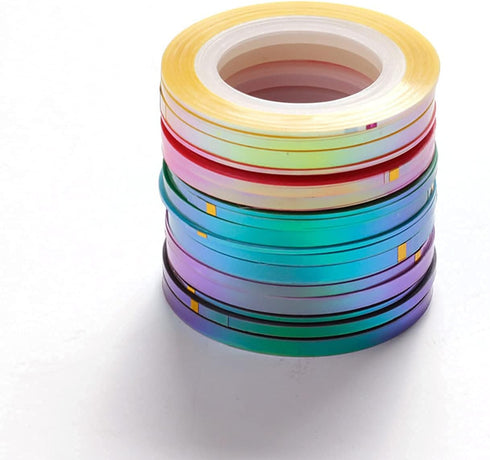 Nail Art Striping Tape Lines Kit, 21 pcs 1mm 2mm 3mm Nail Tape Strips for DIY Silver Nails