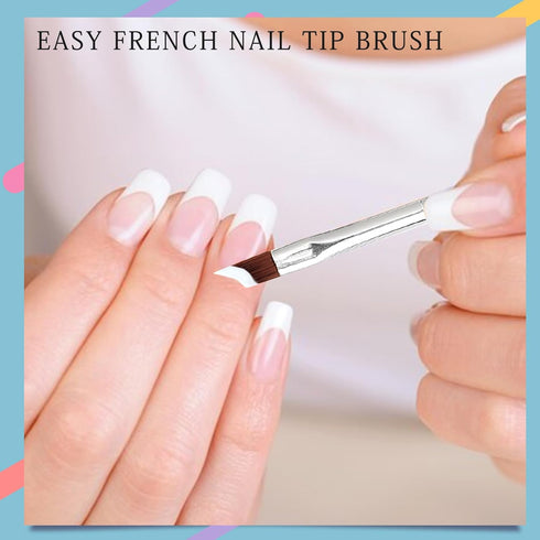 Oblique Head French Tip Nail Brush, Black Handle UV Gel Acrylic Painting Drawing Pen, Pack of 1