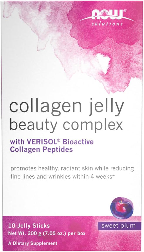 NOW Solutions Collagen Jelly Beauty Complex - Sweet Plum Flavor, 10 Jelly Sticks