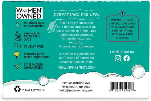 Laundry Detergent Strips | With Stain Fighting Hydrogen Peroxide for Color and White Loads | Eco-Friendly Laundry Sheets | Effective for Clean and Stain Free Clothing | Unscented | 60 Sheets