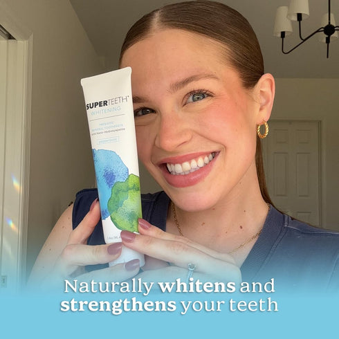 SuperTeeth Whitening Nano Hydroxyapatite Toothpaste, Remineralizing Fluoride-Free Toothpaste with Xylitol, Freshens