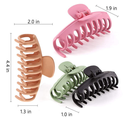 Large Hair Claw Clips for Thick Hair, 4 PCS, 4.4 Inch Big Hair Claw for Heavy Hair, Strong Hold Barrettes for Women