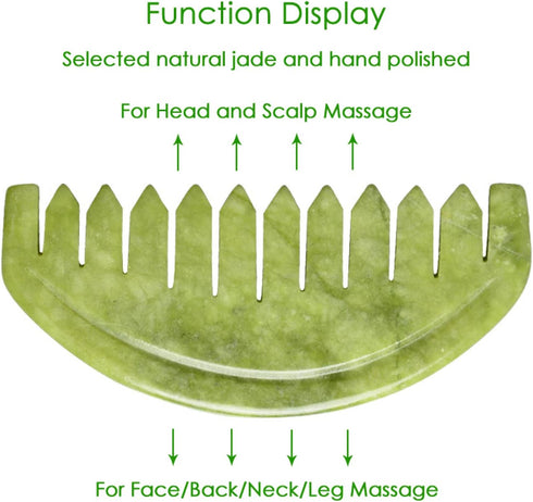 MYMEO Jade Massage Comb Face Gua Sha Massager Natural Stone Gouache Scraper Head Neck Back Leg Skin Care Tool