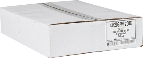 Aluf Plastics White Trash Bags, 8 Gallon, 0.7 Mil, 20" x 22", Pack of 250, for Home, Kitchen, Bathroom, Office