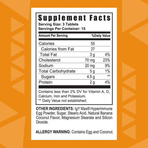 Youngevity i26 Hyperimmune Egg, IgY Max Banana Coconut Chewable, Joint, Gut, Immune Support Supplement