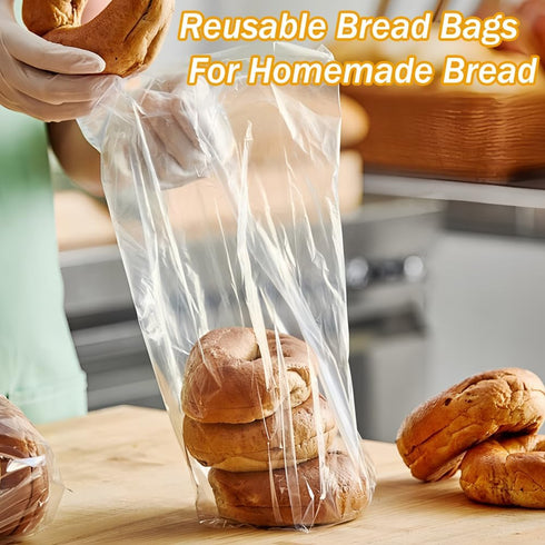 PEOKPIPLE 100 Pack Bakeries11"x4"x18" Reusable Bread Bags for Homemade Bread & Sandwich Bread Clear Plastic Storage