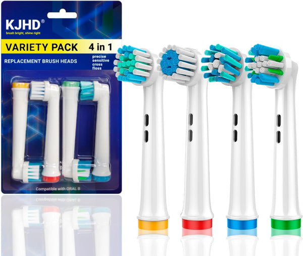 Replacement Heads for Oral B Braun, Variety Pack of 4 PCS, Floss Cross Sensitive Soft Electric Toothbrush Heads