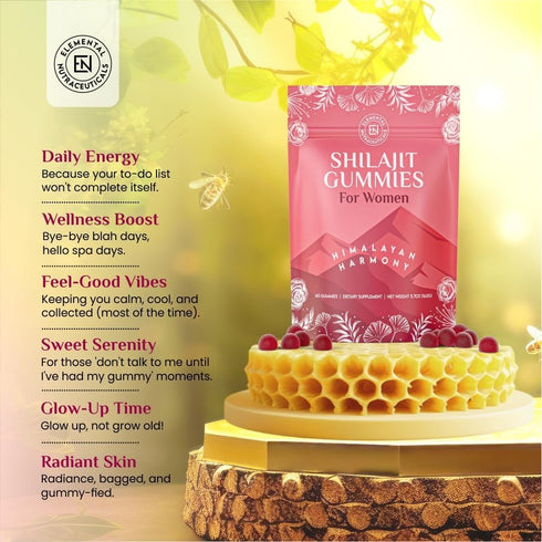 Gummies 60 Count Shilajit for Women with Manuka Honey Supplement - Pure Himalayan Haramony | Rich in Fulvic Acid