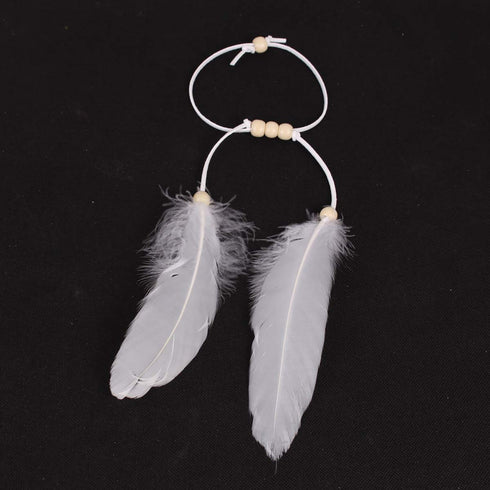Set of 2 Women Bohemian White Peacock Feather Headband and Armband Handmade Tribal Indian Fascinator Wedding Accessories