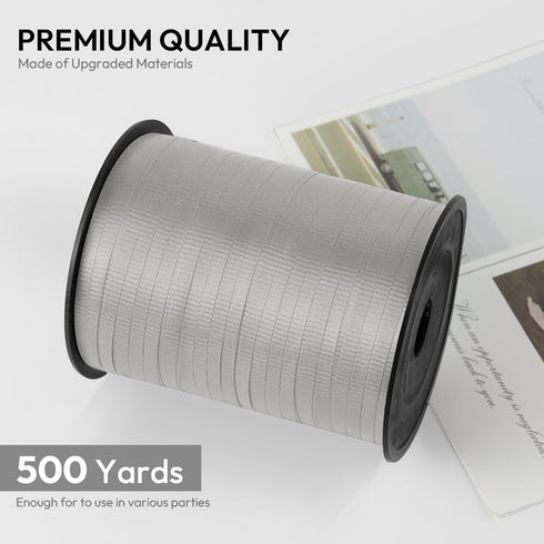 Silvery Crimped Curling Ribbon, 1/5" Wide x 500 Yards Christmas Curling Ribbons for Gift Wrapping, Party Decoration, Balloon String, Crafting, Balloon Ribbons for Florist Flower (1 Roll) by KMER LIFE
