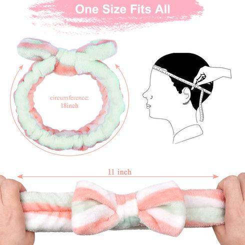 IKOCO Makeup Headband, 4Pcs Spa Headband for Washing Face, Soft Bow Skincare Headbands