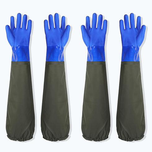 Extra Long Rubber Gloves - Elbow Length, Heavy Duty Waterproof Gloves for Kitchen Cleaning, PVC Reusable, 27.5 Inches,