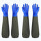 Extra Long Rubber Gloves - Elbow Length, Heavy Duty Waterproof Gloves for Kitchen Cleaning, PVC Reusable, 27.5 Inches,