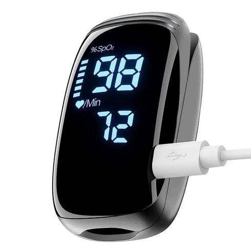 Pulse Oximeter Fingertip - Rechargeable Blood Oxygen Saturation Monitor with Accurate Fast SpO2 Reading (Black)
