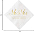 Crisky Napkins Mr and Mrs Gold Cocktail Beverage Dessert, 100 Pcs for Wedding Party Decorations