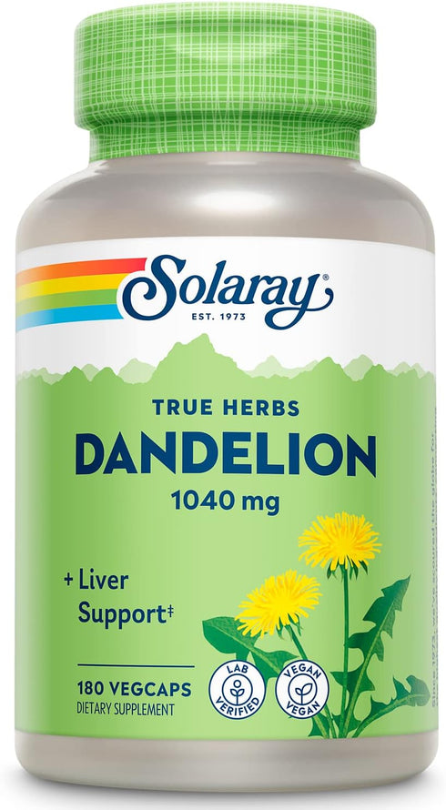 SOLARAY Dandelion Root 1040mg | 180 VegCaps | Healthy Liver, Kidney, Digestion & Water Balance Support