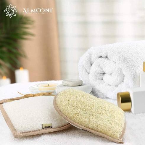 Premium Exfoliating Loofah Glove Pad Body Scrubber (2 Pack) Made of Natural Egyptian Shower Loufa Sponge