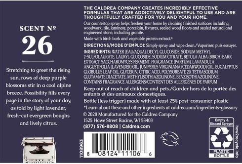 Caldrea Multi-surface CounterTop Spray Cleaner, Made With Vegetable Protein Extract, Lavendar Cedar Leaf Scent, 16 Oz