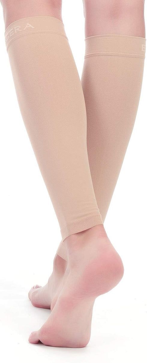 BSERA Calf Compression Sleeve Women, 2 Pairs 15-20mmHg Support Footless Compression Socks for Shin Splints